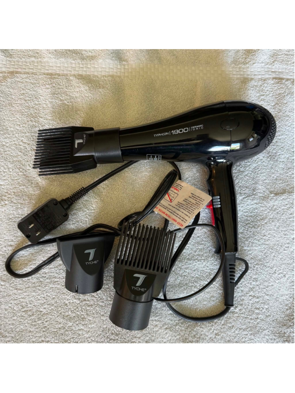 Tyche Typhoon 1900 Ceramic Ionic Hair Dryer, Black